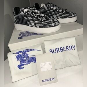 Burberry Box Knit Black Check Low Top Sneakers Size 39
